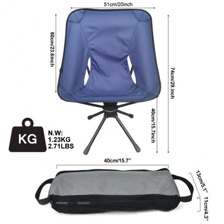 เก้าอี้หมุน เก้าอี้ตั้งแคมป์กลางแจ้ง น้ำหนักเบา ทนทาน อลูมิเนียมอัลลอยด์ เก้าอี้พับ เก้าอี้หมุนได้ 360 องศาพร้อมกระเป๋าหิ้ว 