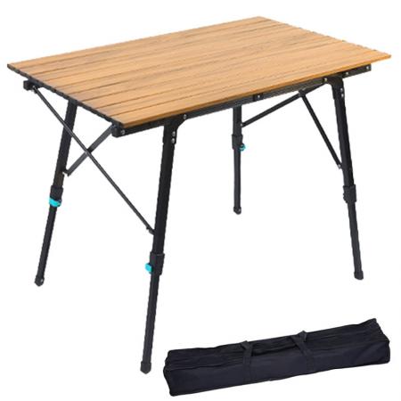 ปรับความสูงได้โต๊ะตั้งแคมป์โต๊ะกลางแจ้งแบบพกพาพับโต๊ะน้ำหนักเบาสำหรับปิกนิกชายหาดปรับความสูงขาโต๊ะ 