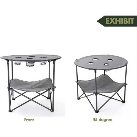 โต๊ะพับแบบพกพาสำหรับงานหนัก โต๊ะพับ 4 ถ้วยกลม โครงเหล็กคุณภาพสูง 600D 