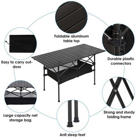 โต๊ะปิกนิกอลูมิเนียมพับได้ขนาดใหญ่สำหรับการตั้งแคมป์ 