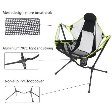 Amazon ขายร้อนแบบพกพาพับเก้าอี้โยก Swing Recliner ผ่อนคลาย Swing พนักพิงสำหรับกลางแจ้ง 
