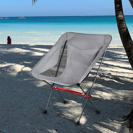 เก้าอี้ตั้งแคมป์พับเบามาก ตกปลาปิกนิกบาร์บีคิวกลางแจ้งแบบพกพาชายหาดสำหรับเทศกาล 