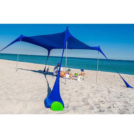 คุณภาพสูง pop up เต็นท์ชายหาด sun shade UV 50 + แคมป์ปิ้ง tarp พร้อมกระสอบทราย
 