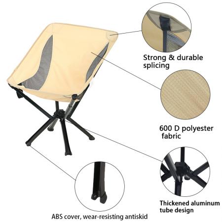 เก้าอี้แคมป์งานหนัก เก้าอี้ขนาดบรรจุขวดน้ำหนักเบาพับได้สำหรับตั้งแคมป์กลางแจ้ง ตั้งได้ใน 5 วินาที 