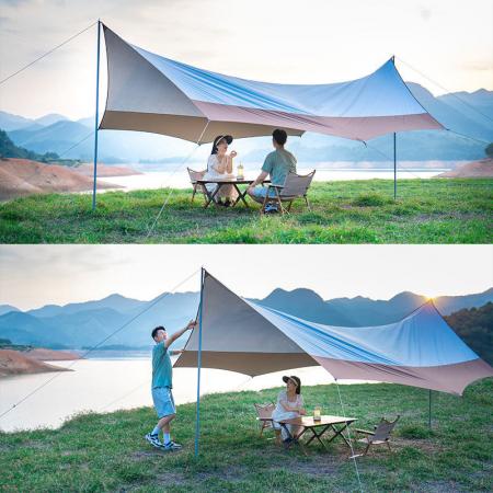 กลางแจ้งกันน้ำ Ultralight 520*450 ซม. ขนาดกะทัดรัดและติดตั้งง่าย Rain Fly Tarp & Shelter 