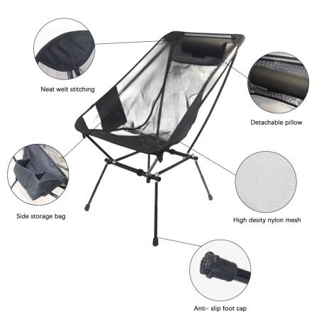 camping picnic black nylon mesh lightweight metal outdoor foldable beach chairs 