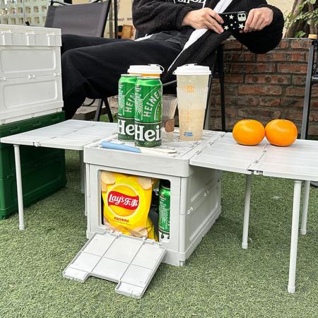 outdoor multifunctional side opening plastic storage box moisture proof camping foldable storage box 