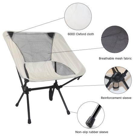 เก้าอี้พับเหล็กน้ำหนักเบาแบบสั่งทำ เก้าอี้ตั้งแคมป์กลางแจ้งแบบ Moon Chair