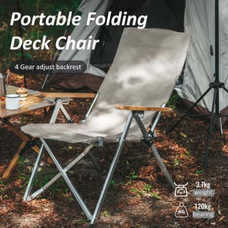 เก้าอี้พับกลางแจ้งโครงอลูมิเนียมพร้อมพนักพิงปรับได้