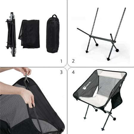 เก้าอี้ชายหาดพับได้แบบกำหนดเองพร้อมกระเป๋าด้านข้าง เก้าอี้ตั้งแคมป์พับเก็บได้ 