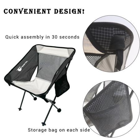 เก้าอี้ชายหาดพับได้แบบกำหนดเองพร้อมกระเป๋าด้านข้าง เก้าอี้ตั้งแคมป์พับเก็บได้ 