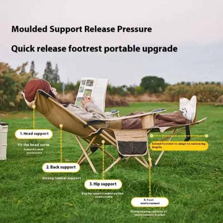 เก้าอี้ตกปลาพับได้สำหรับตั้งแคมป์กลางแจ้งที่สะดวกสบาย พร้อมที่วางเท้าแบบถอดได้ 