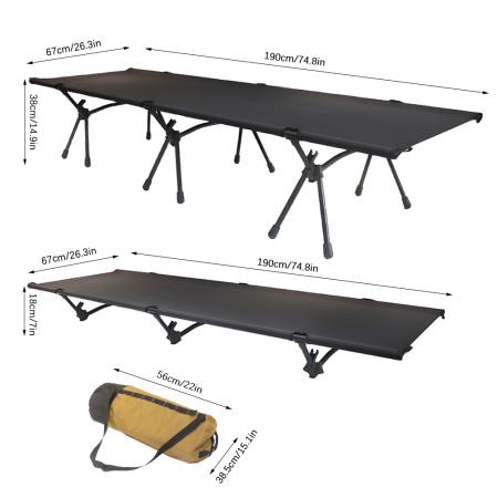 อุปกรณ์เดินป่าขายส่ง เตียงนอนเดินทาง เตียงนอนพับได้ ปรับระดับได้ 