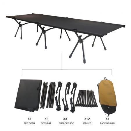 อุปกรณ์เดินป่าขายส่ง เตียงนอนเดินทาง เตียงนอนพับได้ ปรับระดับได้ 