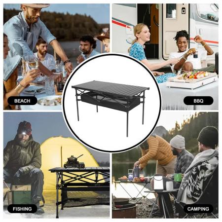 โต๊ะพับชายหาดน้ำหนักเบามากพร้อมกระเป๋าใส่สำหรับพกพา ทำอาหาร ปิกนิก ตั้งแคมป์ กลางแจ้ง 