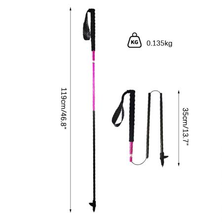 ไม้เท้าเดินป่า/เดินเขาแบบพับได้ น้ำหนักเบาพิเศษ 135 กรัม ทำจากคาร์บอนไฟเบอร์ 3K เหมาะสำหรับกิจกรรมกลางแจ้งและการเดินแบบนอร์ดิก