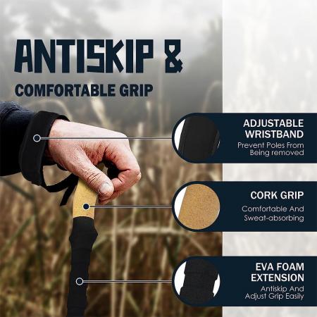 เสาเดินป่าแบบยืดไสลด์น้ำหนักเบาอะลูมิเนียม 6013 พร้อมระบบล็อคแบบปรับได้อย่างรวดเร็ว