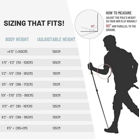 ไม้ค้ำยันสำหรับการเทรคกิ้งบนภูเขา ไม้เดินป่า พร้อมตัวล็อคแบบปรับได้อย่างรวดเร็ว