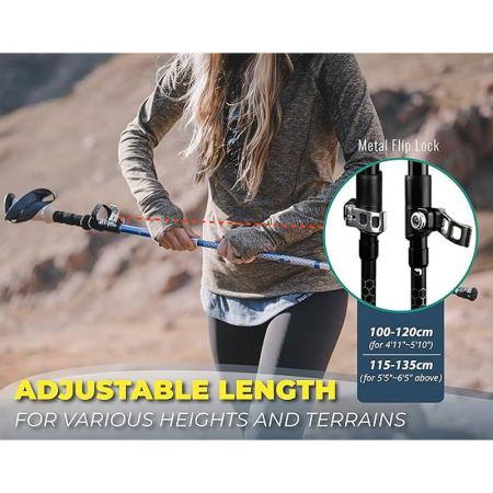 2022 คาร์บอนไฟเบอร์อลูมิเนียมพับพับ nordic trekking poles เดินป่า 7075 walking stick สำหรับ Tracking
 