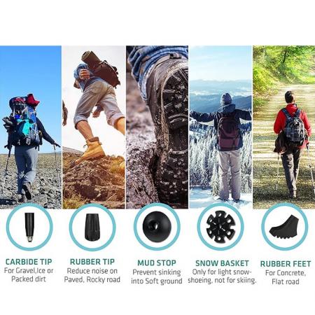 2022 คาร์บอนไฟเบอร์อลูมิเนียมพับพับ nordic trekking poles เดินป่า 7075 walking stick สำหรับ Tracking
 