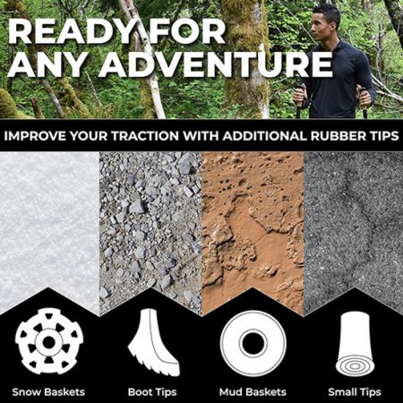 ไม้เท้าเดินป่าแบบพับได้น้ำหนักเบาเดินป่าไม้เท้าเดินพร้อมด้ามจับไม้ก๊อกธรรมชาติตัวล็อคแบบพลิกพร้อมกระเป๋าถือ 