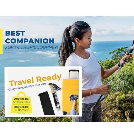 2022 คาร์บอนไฟเบอร์อลูมิเนียมพับพับ nordic trekking poles เดินป่า 7075 walking stick สำหรับ Tracking
 