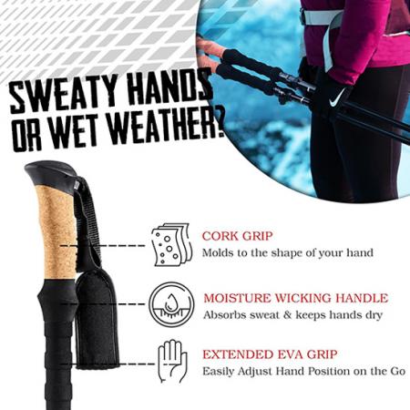 ไม้เท้าอลูมิเนียมอัลลอยด์ปีนเขา Stick With Firm Grip Handle