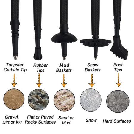 ชุดไม้เท้าเดินป่าปีนเขาอเนกประสงค์แบบพับได้ ทำจากอลูมิเนียม 7075 น้ำหนักเบาพิเศษ ด้ามจับ EVA