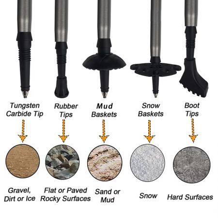 ไม้เท้าเดินป่าอลูมิเนียมเกรดการบิน 7075 แบบพับได้ 5 ส่วน สั่งทำพิเศษ พร้อมด้ามจับไม้ก๊อก (รับผลิตตามสั่ง) 