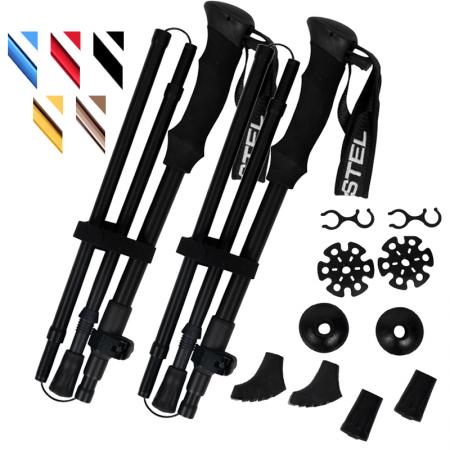 ไม้เท้าเดินป่าพับได้ 5 ส่วน ทำจากอลูมิเนียมอัลลอยด์ 6061 น้ำหนักเบาพิเศษ ด้ามจับ EVA ปรับระดับได้ เหมาะสำหรับกิจกรรมกลางแจ้ง 