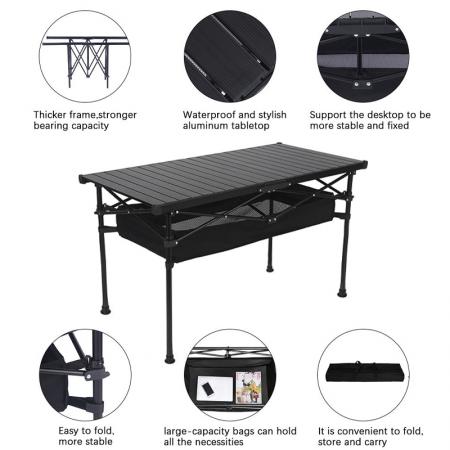 โต๊ะพับได้อลูมิเนียมสำหรับตั้งแคมป์กลางแจ้ง ปรับระดับได้ โต๊ะปิกนิกชายหาด สั่งทำพิเศษ ขายส่ง