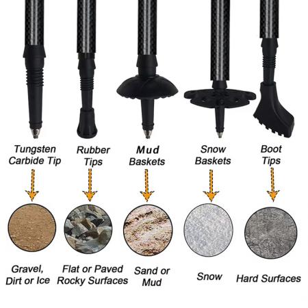 ไม้เท้าพับได้ทำจากอลูมิเนียมอัลลอยด์ ด้ามจับทำจากไม้ก๊อก ปรับระดับได้ สำหรับปีนเขา เดินป่า และเดินป่า 