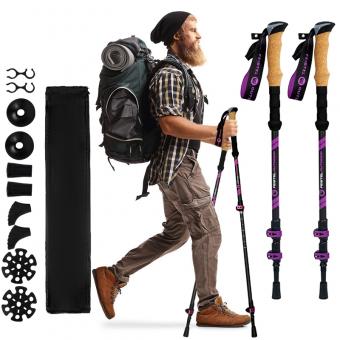 ไม้เท้าเดินป่า 2 ชิ้น ด้ามจับทำจาก EVA และไม้ก๊อก