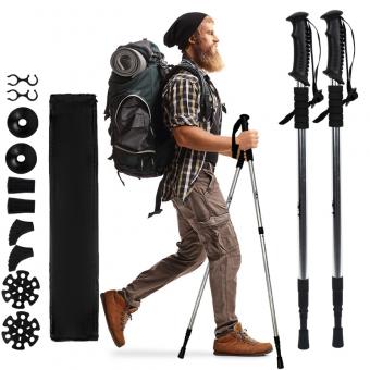 ไม้เท้าเดินป่าแบบมีด้ามจับยางและตัวล็อคด้านใน