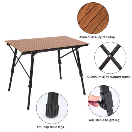 โต๊ะชายหาดพับได้น้ำหนักเบาพิเศษ พร้อมกระเป๋าพกพา เหมาะสำหรับกิจกรรมกลางแจ้ง การทำอาหาร ปิกนิก แคมป์ปิ้ง 