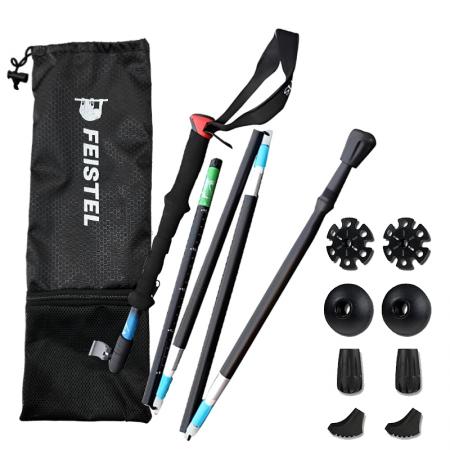อเมซอน ขายร้อน OEM ขายส่งเบาอลูมิเนียมปรับปีนเขาเดินป่าไม้เท้าเดินป่าคาร์บอน pole 